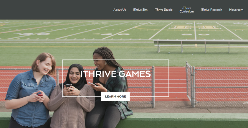 Best nonprofit sites like iThrive Games feature prominent navigation links.