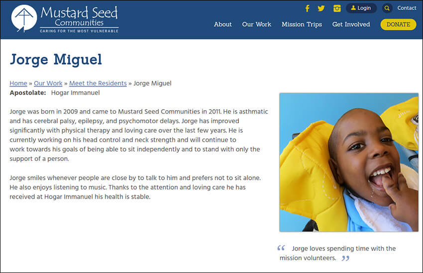 This is a screenshot of this nonprofit storytelling example.