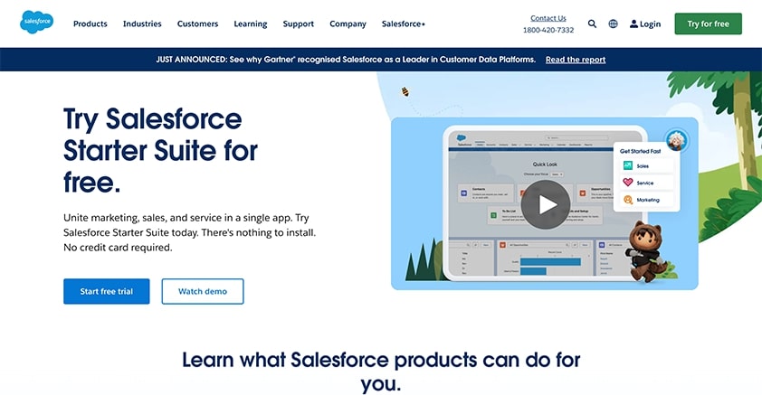 Screenshot of the Salesforce website