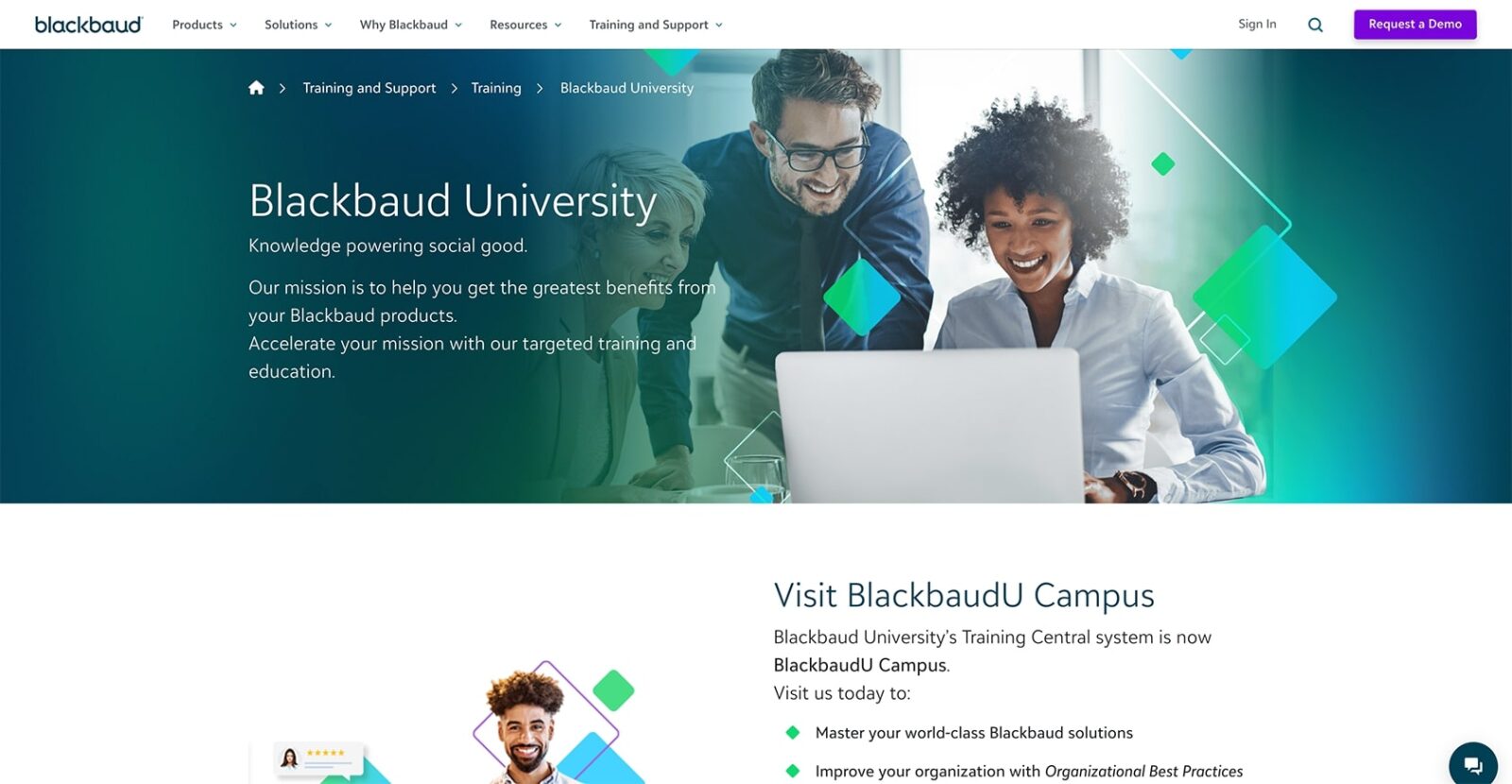 Screenshot of the Blackbaud University website