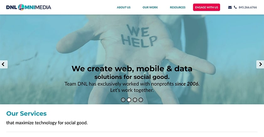 Screenshot of DNL OmniMedia website home page