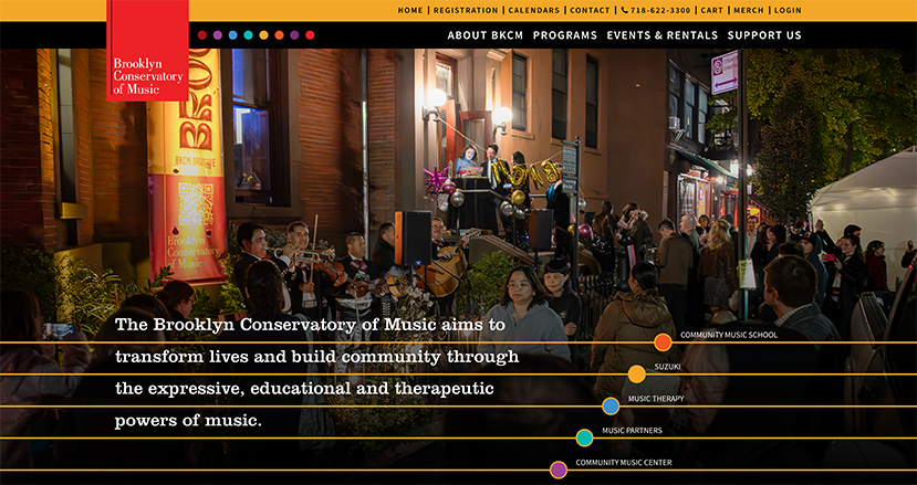 Screenshot of the Brooklyn Conservatory of Music website