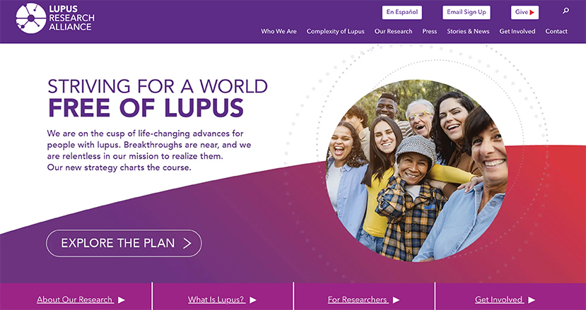 Screenshot of the Lupus Research Alliance website