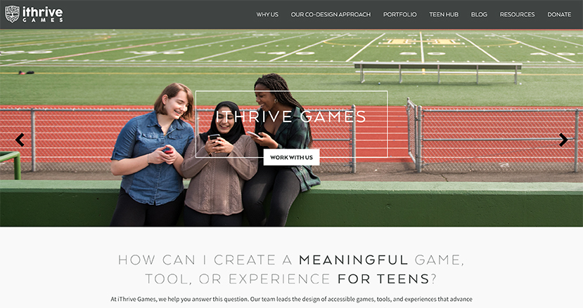 Screenshot of the iThrive Games website