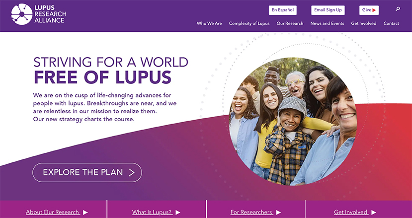 Screenshot of the Lupus Research Alliance website