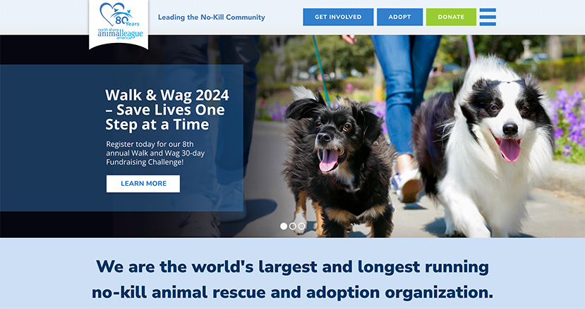 Screenshot of the North Shore Animal League website