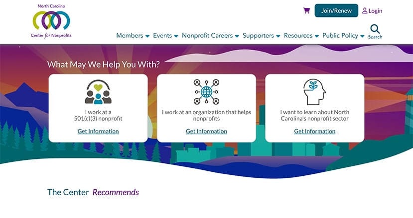 Screenshot of the NC for Nonprofits website