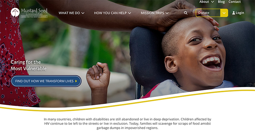 Screenshot of the Mustard Seed Communities website