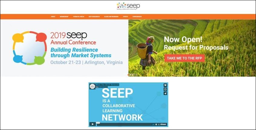 The SEEP Network's well-designed homepage lands it among the top nonprofit websites.